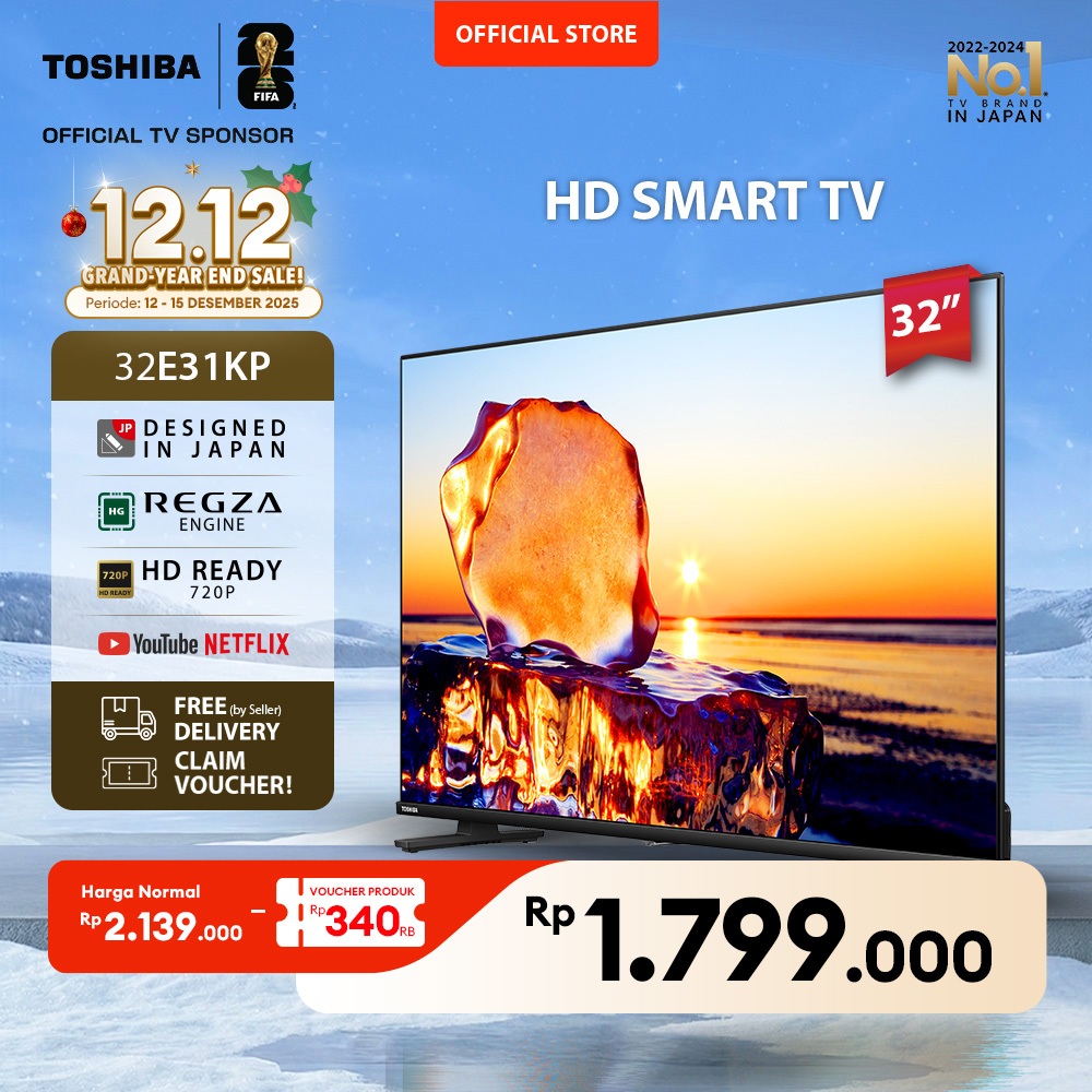 [KHUSUS SPAYLATER] [KHUSUS ONLINE] Toshiba TV 32" HD Smart TV - WIFI Netflix Disney+ Youtube Dolby A