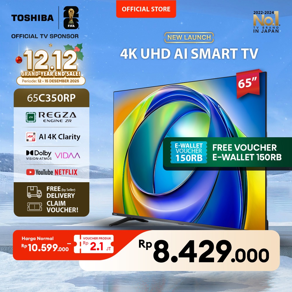 [4K] Toshiba TV 65" 4K UHD Smart TV - Regza ZR Gen3 Dolby Vision Atmos HDR10+ MEMC VRR ALLM AI Sound