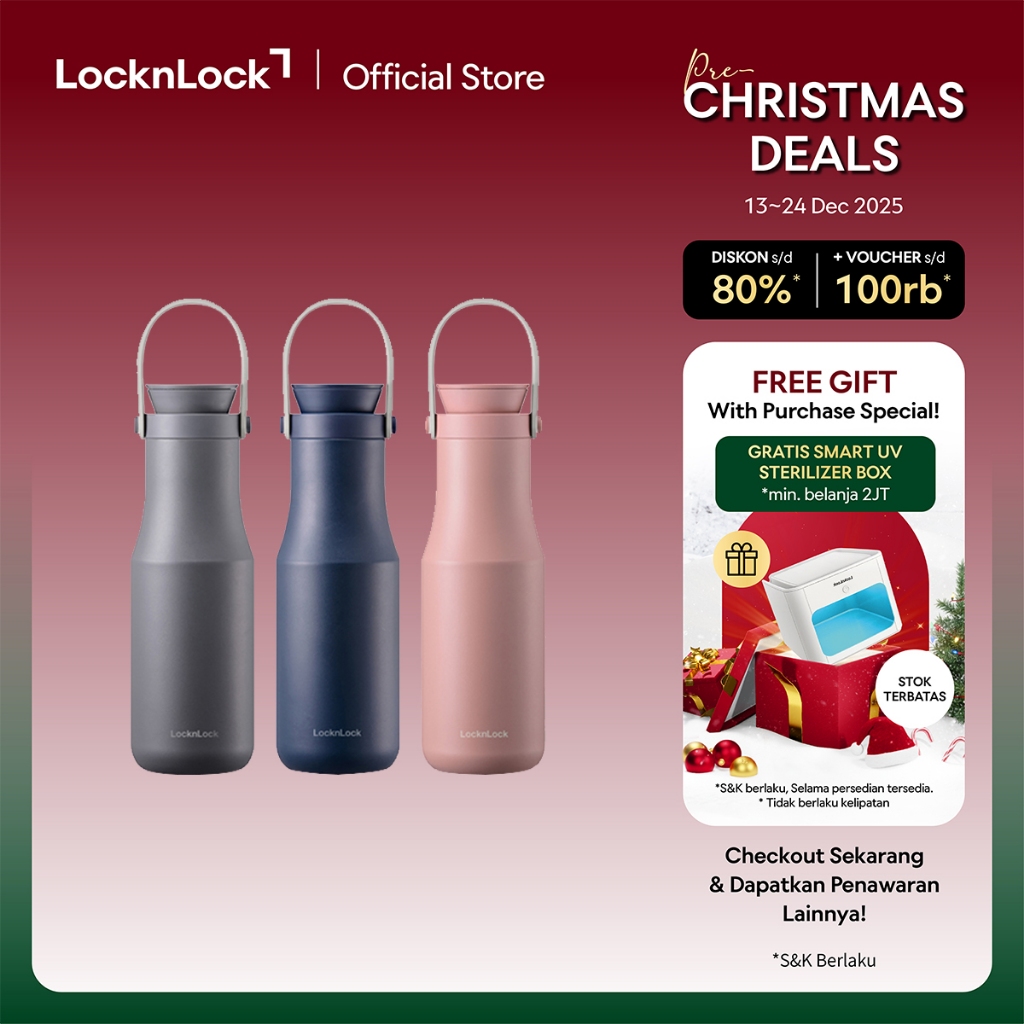 Bình Giữ Nhiệt LocknLock Metro Double LHC4202 470ml - Hitam| Putih, Abu-abu, Biru Navy, Merah Muda