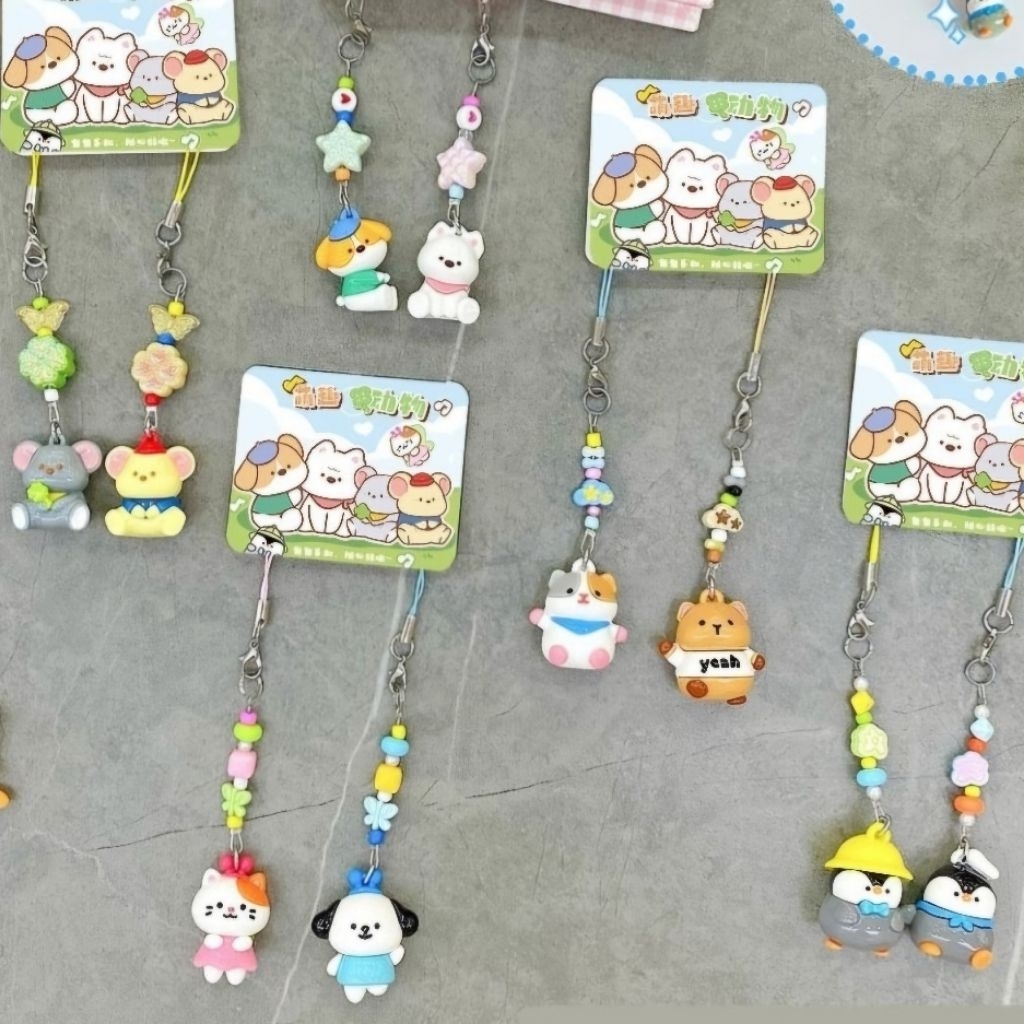 Strap HP Boneka Mainan Premium Gantungan HP Tas Kunci Ganci Keychain Bag Charm Hamster Kucing Pingui
