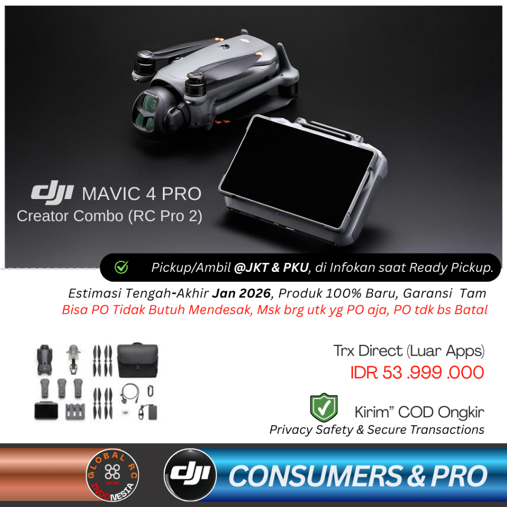 DJI Mavic 4 Pro Creator Combo Internal Storage 512GB (RC Pro 2) | New Gen Remote Controller Pro