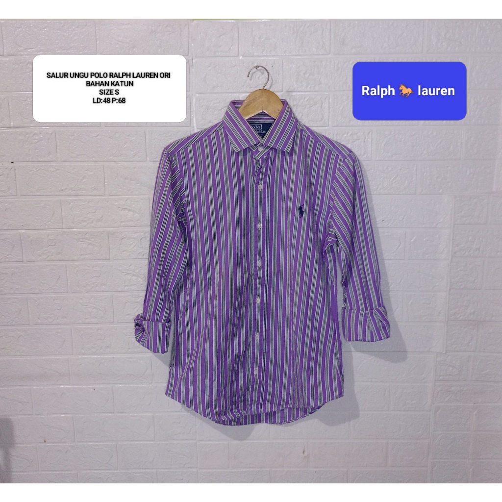KEMEJA STRIPE SALUR PURPLE POL0 RALPH LAUREN SIZE S