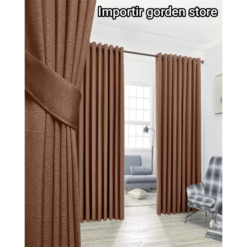 Gorden blackout coklat Muda / Hordeng Jendela / Tirai Pintu / Gorden Blackout Coklat Muda