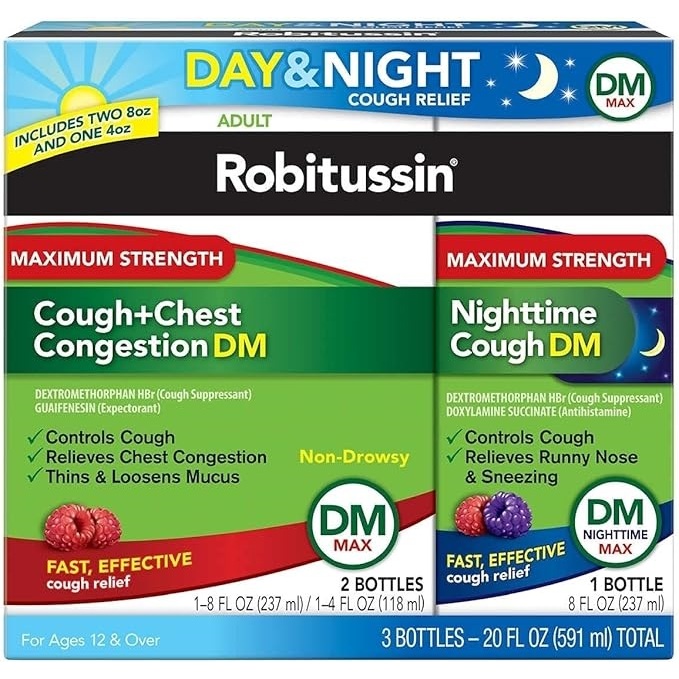 ROBITUSSIN DM Max Cough And Chest Congestion Day And Night (3bottles - 591mL)