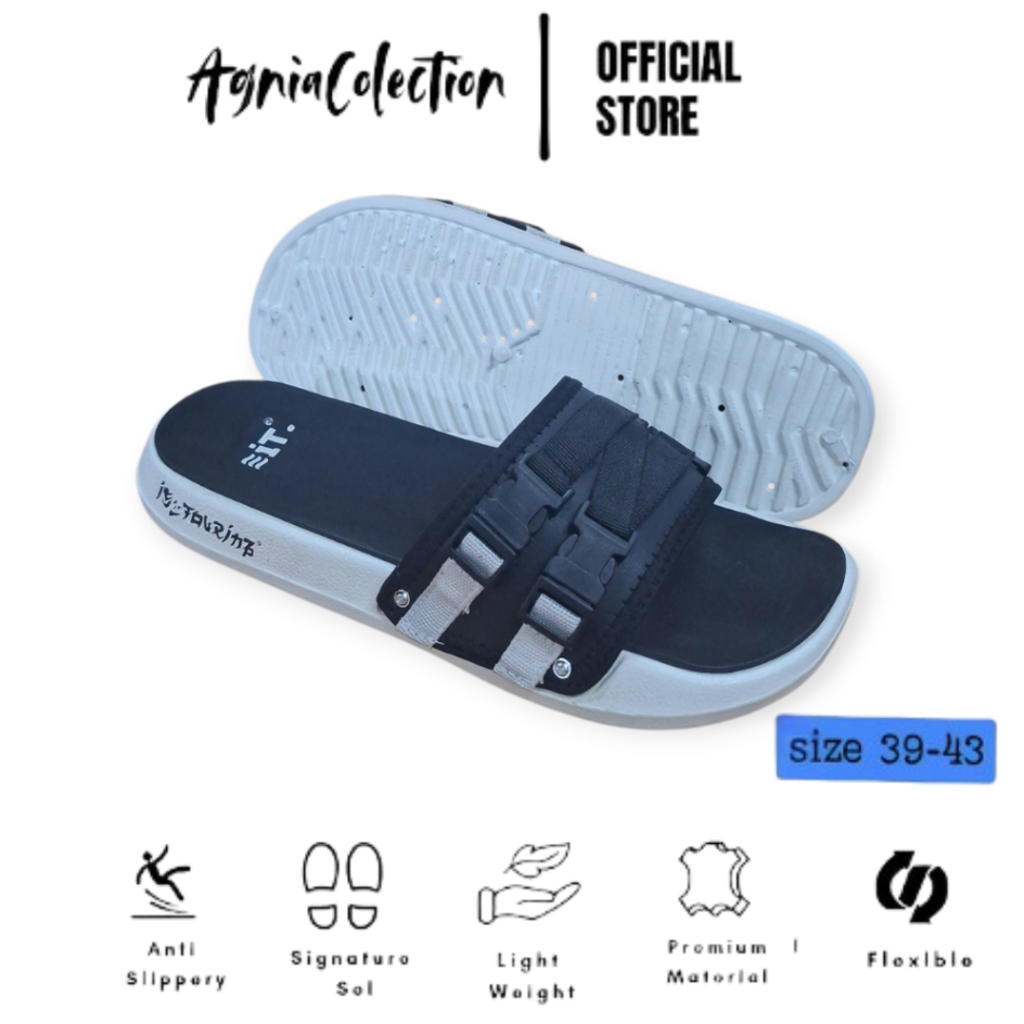 Agnia - Tali Silang Distro Sol Putih - Sandal Slop Pria Sandal Pria Distro Sendal Pria Kekinian