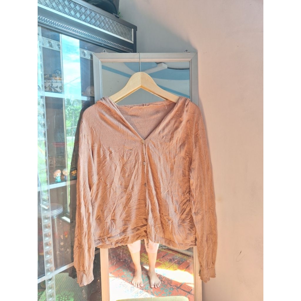 Cardigan rajut crop topi