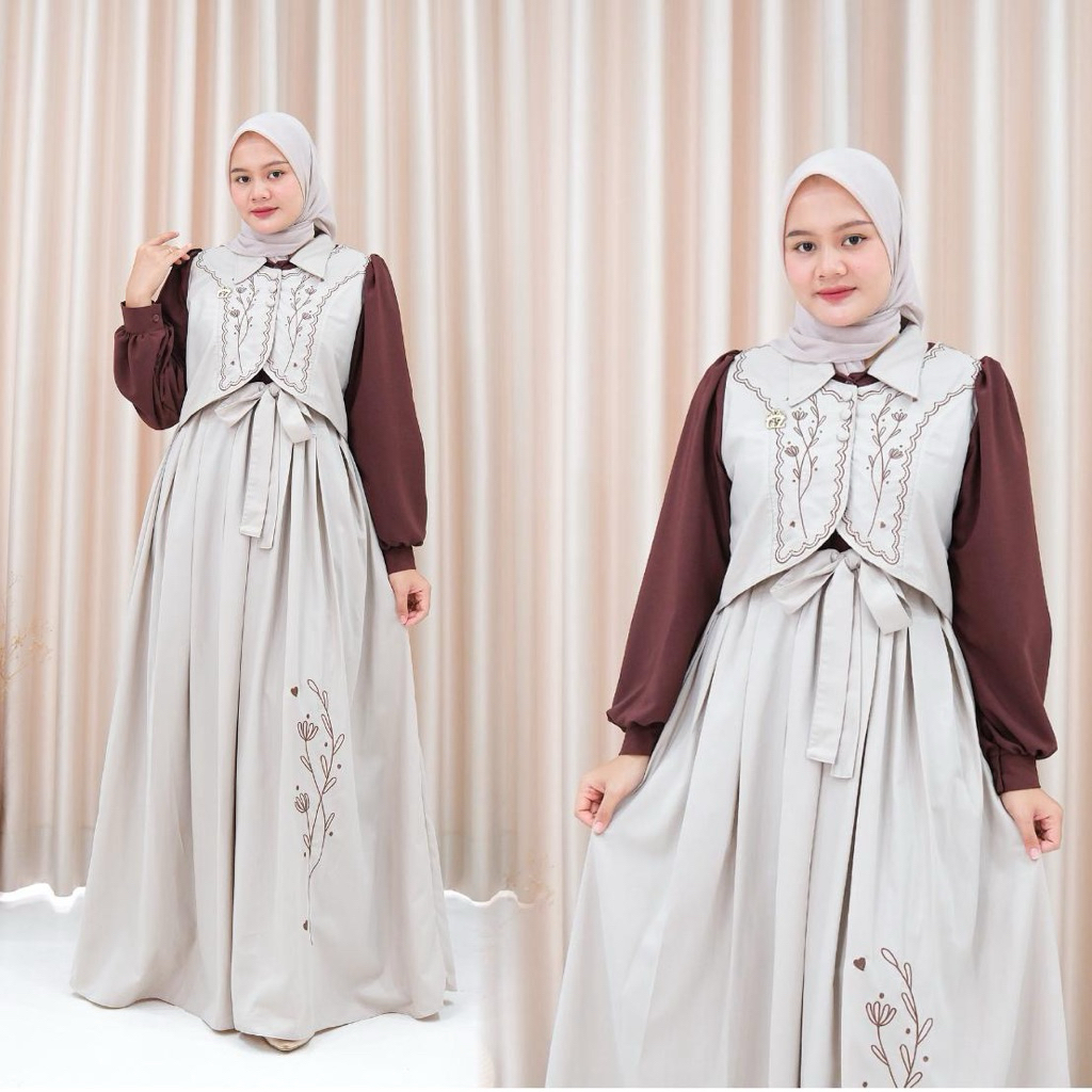 Gwenza - Linea Dress Bordir - Muslim Wanita