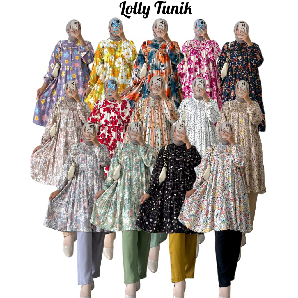 LOLLY TUNIK TERBARU SET TUNIK RAYON KOMBINASI