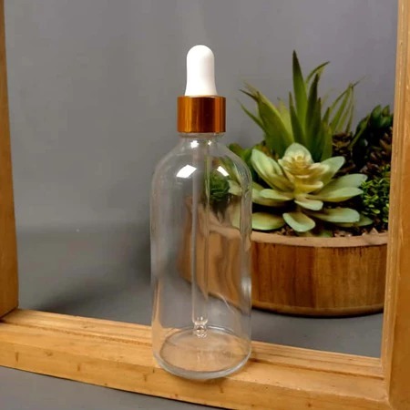 Botol Pipet 100 Ml Kaca Natural Tebal / Botol Serum 100 Ml / Botol Pipet 100 Ml - Tutup Ring Alumuni