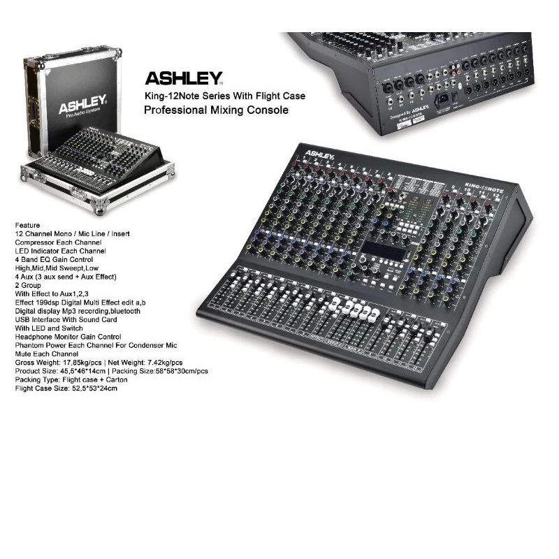 Mixer Ashley King-12 Channel USB - Bluetooth King-12 Note
