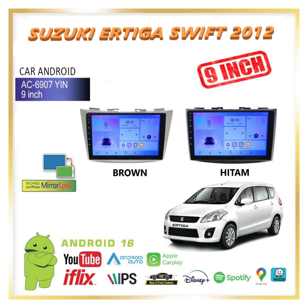Head Unit Android YIN 4GB / 64GB 9 inch OEM SUZUKI ERTIGA SWIFT 2012 Soket Plug & Play