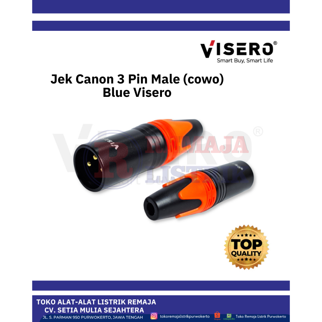Jek Mic Canon Male (cowo) 3 Pin Tembaga Visero
