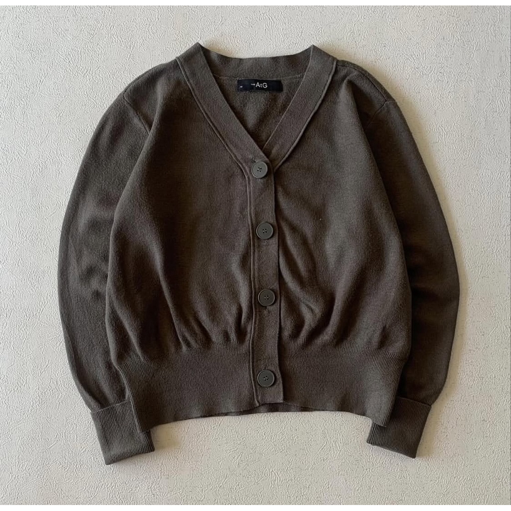 The Atg Army Green Cashmere Cardigan