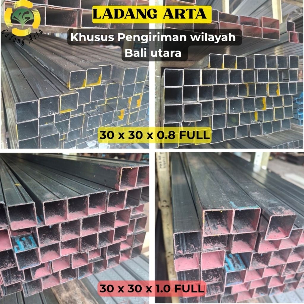 Hollow Galvanis 30 x 30 Full tebal 0.8 / 1.0