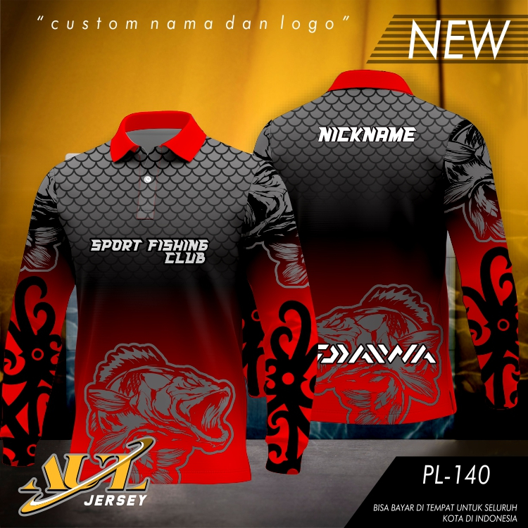 Baju Mancing Kerah Lengan Panjang - Jersey Mancing Costum -Baju Mancing Lengan Panjang