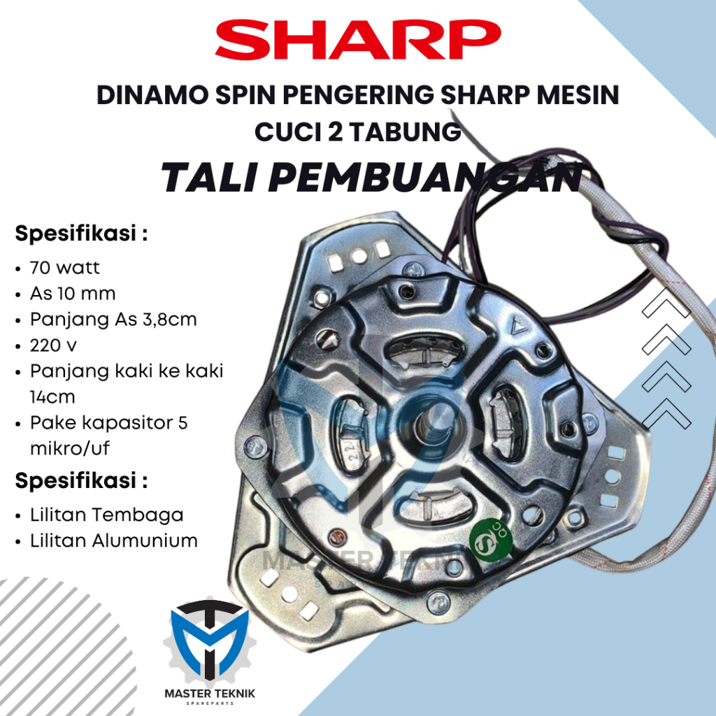 ES-T85CR DINAMO SPIN SHARP - DINAMO PENGERING SHARP - DINAMO MESIN CUCI 2 TABUNG SHARP ES-T85CR - MO