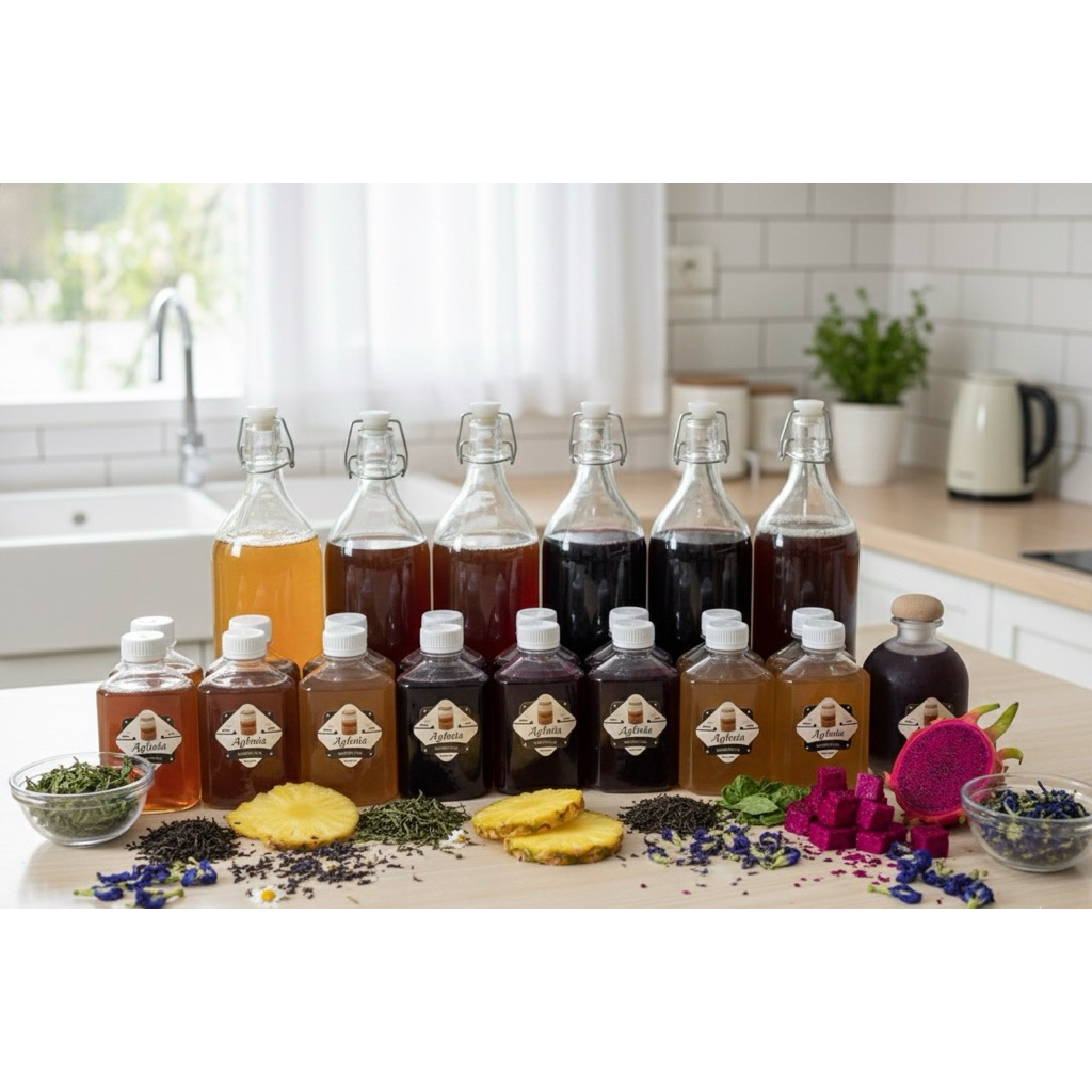 KOMBUCHA Teh Fermentasi 100 ml varian : Original, Bunga Telang, Teh Hijau, Nanas, Buah Naga, Telang 