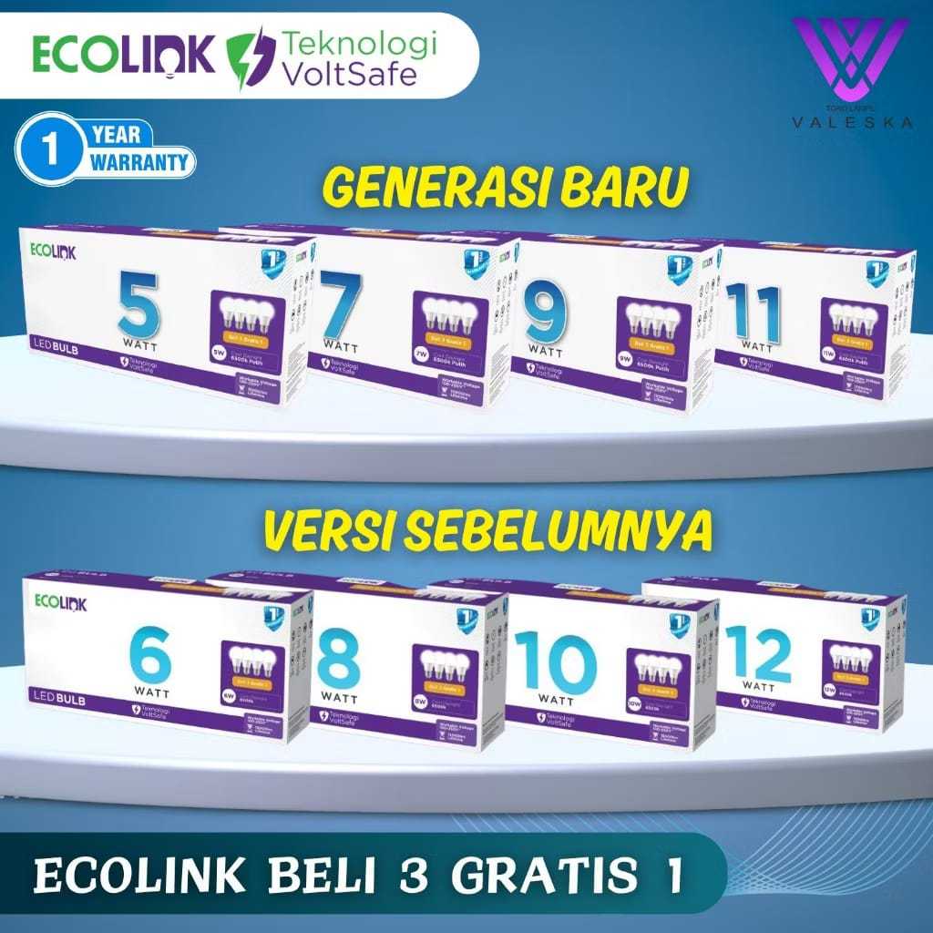 ECOLINK LED MULTIPACK ISI 4. LAMPU ECOLINK LED PAKET EKONOMIS
