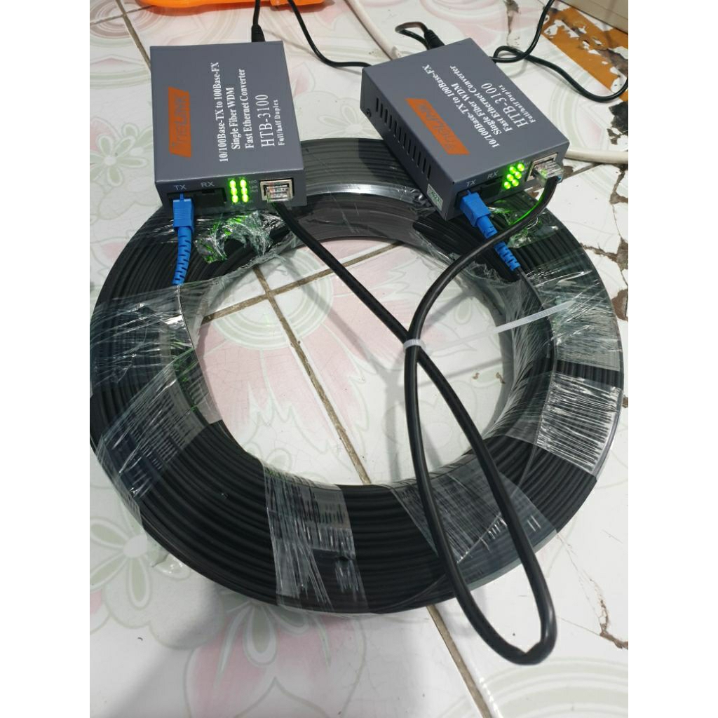 Paket Kabel Fiber Optic 100m + HTB