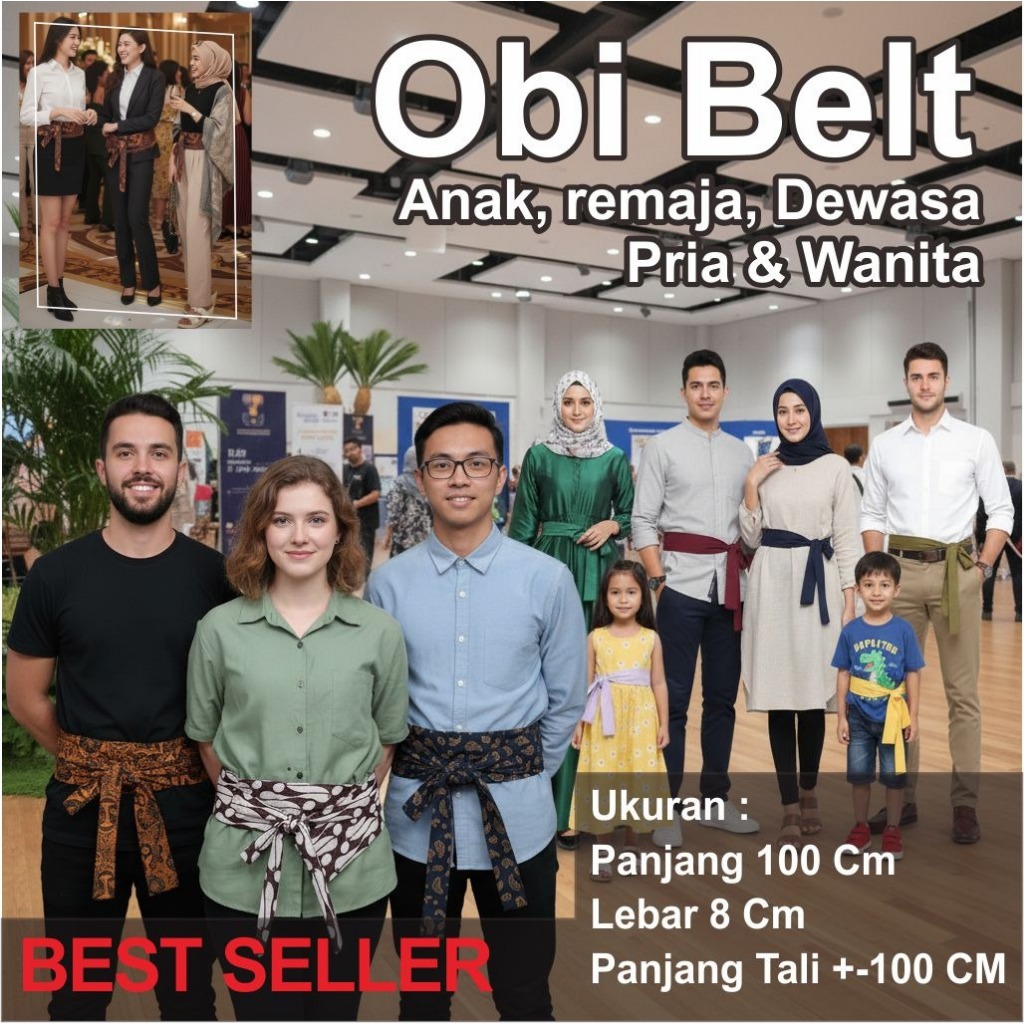 Obi Belt Batik / polos Kebaya Modern/Angkin Jemputan Ikat Pinggang Sabuk Pria Wanita