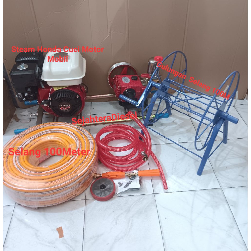 Mesin steam cuci motor mobil HONDA GP160+Selang 100M& Gulungan
