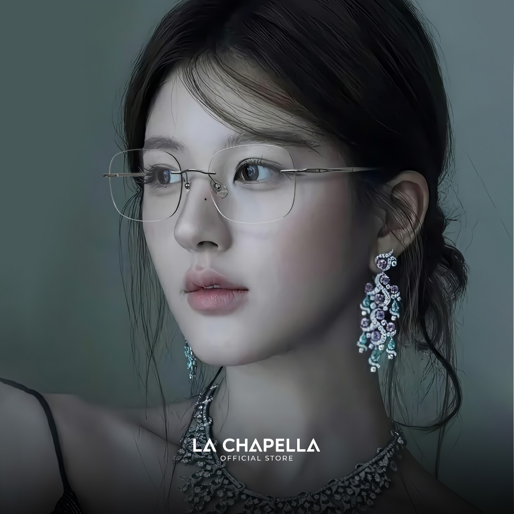 La Chapella Kacamata Rimless Frame Minus Titanium Photocromic Wanita Anti Radiasi Blueray 1135-16096