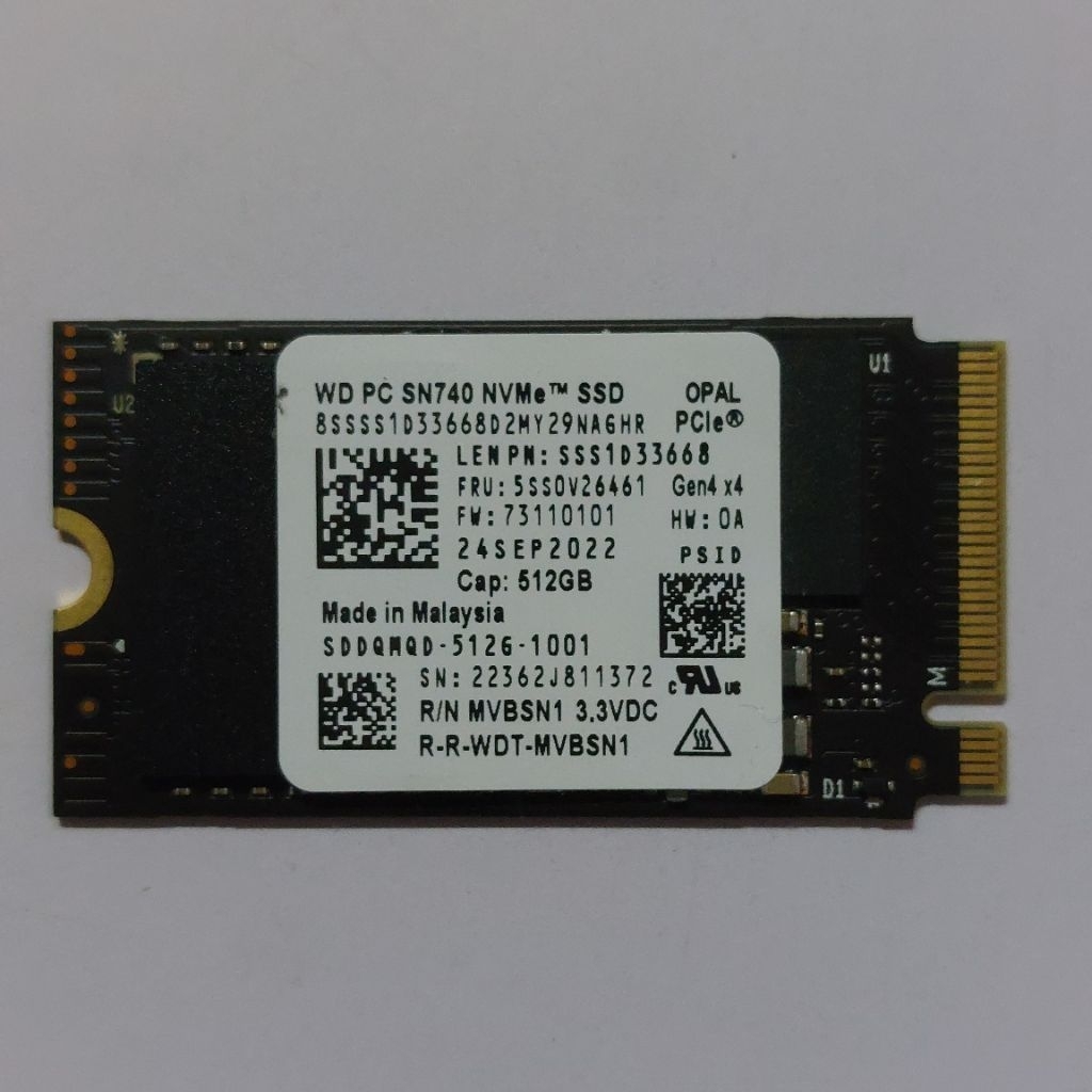 SSD M.2 NVME 2242 512 GB WESTERN DIGITAL WD PC SN740 GEN4 Sentinel 95%