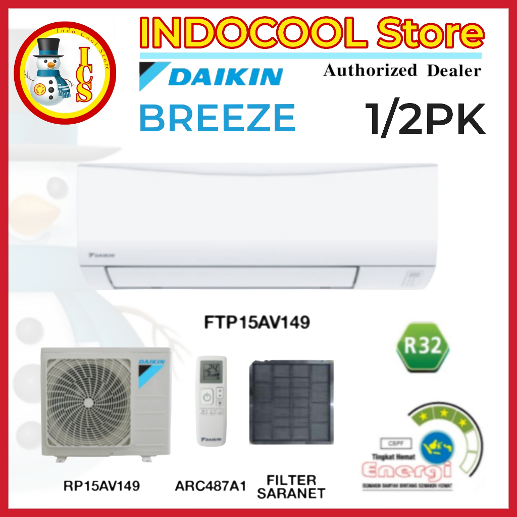 Ac Daikin Split 1/2 PK Standard FTP15AV149 - R32 - Malaysia