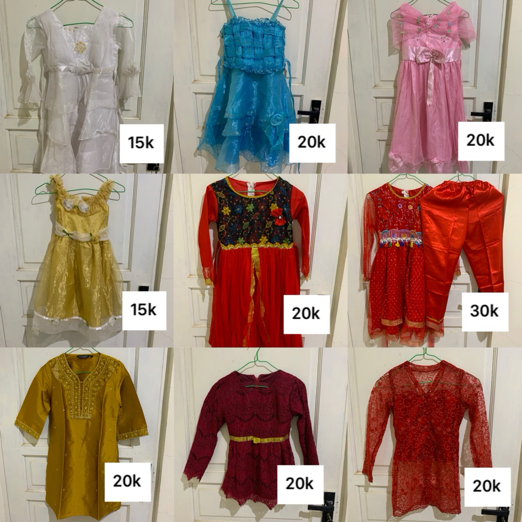 Preloved Baju Gaun Anak Anak, kebaya, baju india untuk ulang tahun, pesta, karnaval