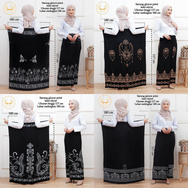 Batikans - Sarung Gloyor Batik Wanita Santri Putri Cewek Bawahan Santriwati Perempuan Bahan Rayon Ba
