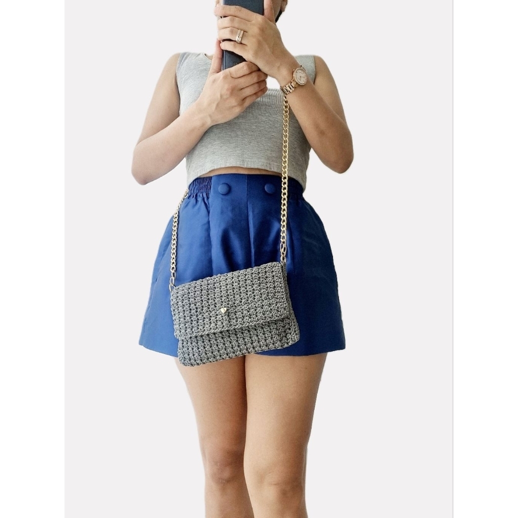 ED Handmade - Crochet Sling Bag Minimalist with Gold Chain Strap