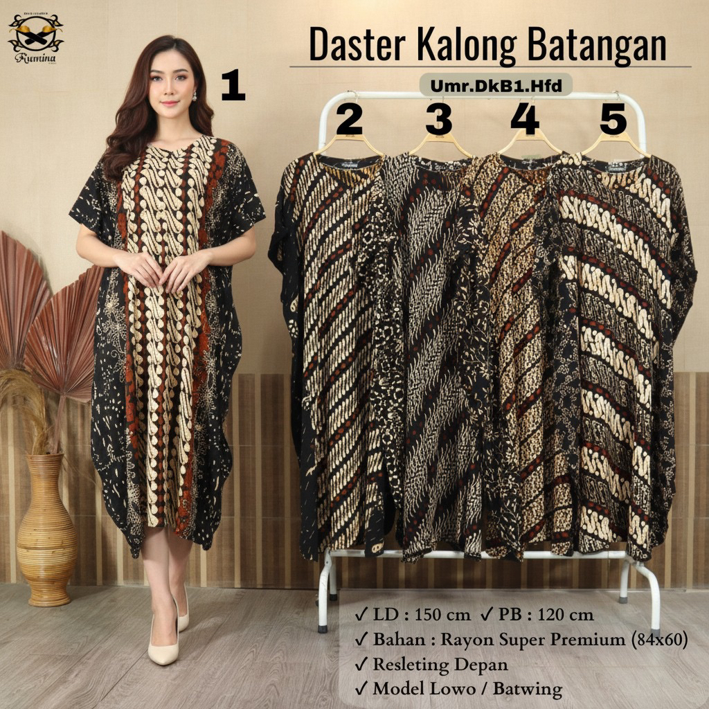 RUMINA BATIK (LD 150 PB 120) Daster Lowo Kalong Etnik Daster Batwing Bisa Busui Bahan Rayon Santung 