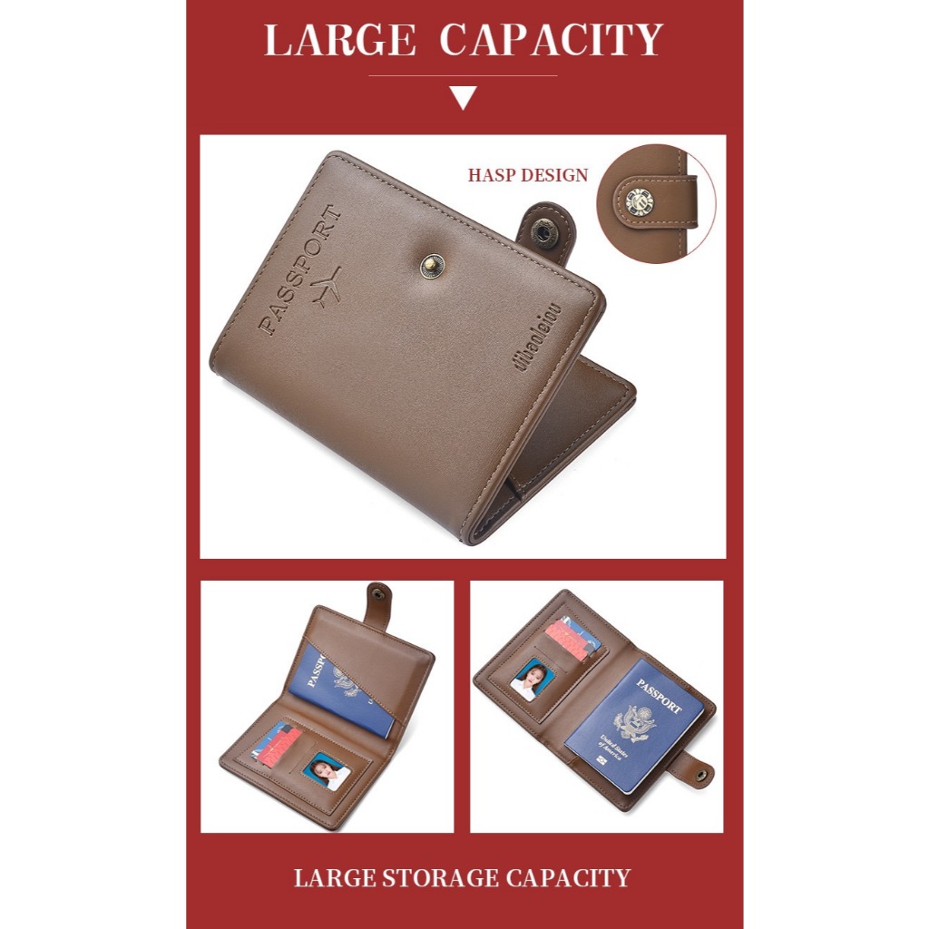 Travel Wallet Muat Paspor Kartu Cash Asing Deaboler K3286 Bahan Sintetis Dengan Kancing Untuk Unisex