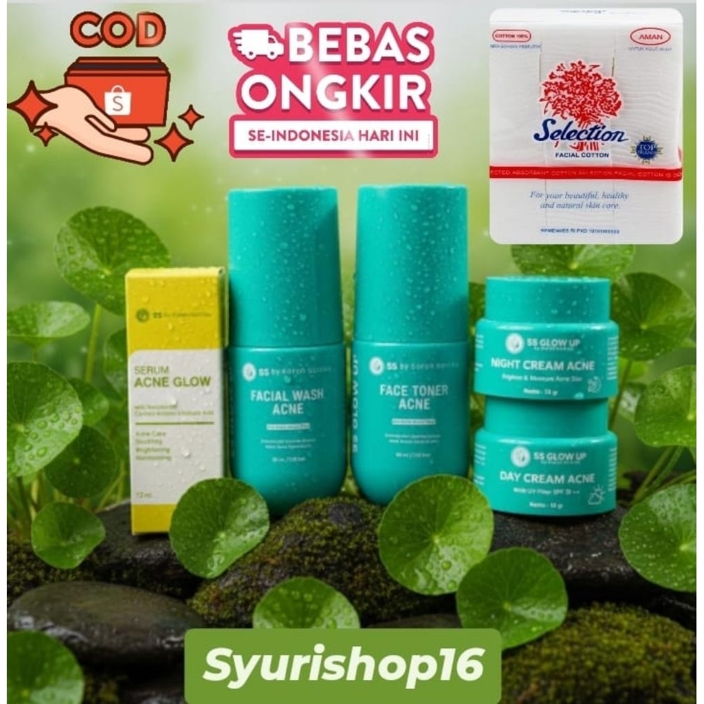 Sepaket Serum Acne (Jerawat) Dosting Free Kapas SS Glow Up by Sarah Sartika Skincare