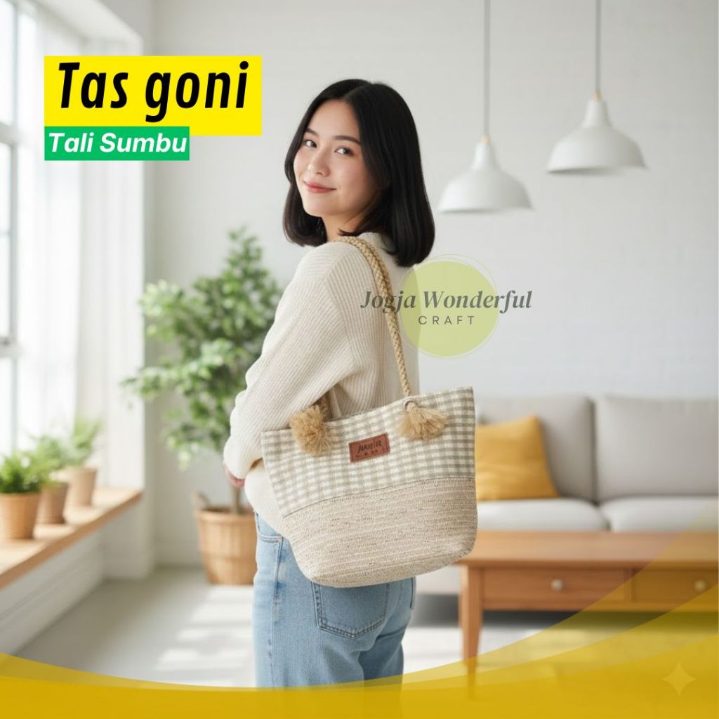 JOGJA WONDERFUL / /tas jinjing kecil goni tali sumbu/tas unik jogja