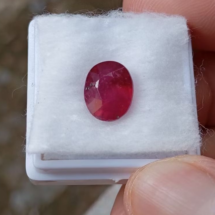 Batu permata natural red ruby + Memo GLI