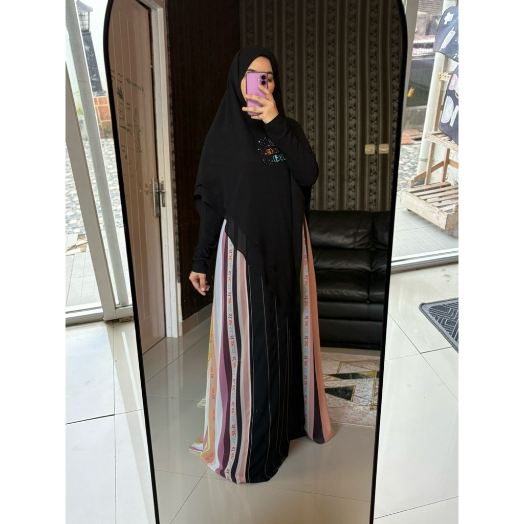 preloved sisesa black(khimar dan dress terpisah) like new no deffect