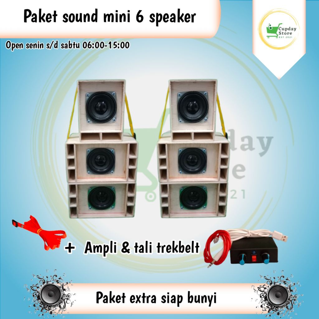 Paket speaker miniatur sound system siap bunyi,2 sett 6 speaker
