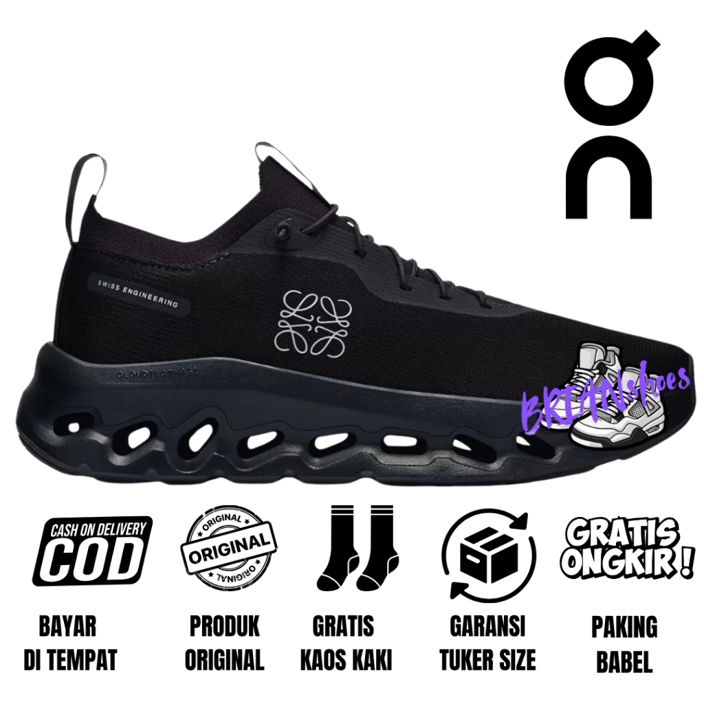 Sepatu Running Pria Wanita On Cloudtilt LOEWE Black Original