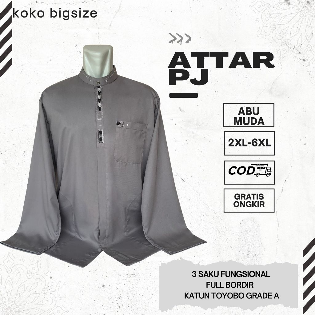Baju Koko Pria Dewasa Baju Koko BIGSIZE Koko Lengan Panjang ATTAR Size XXL XXXL XXXXL XXXXXL XXXXXXL