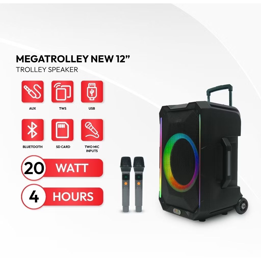 Speaker Tanaka Megatrolley 12 Free Mic Bisa Bluetooth Rechargeable Tanaka Megatrolley 12"