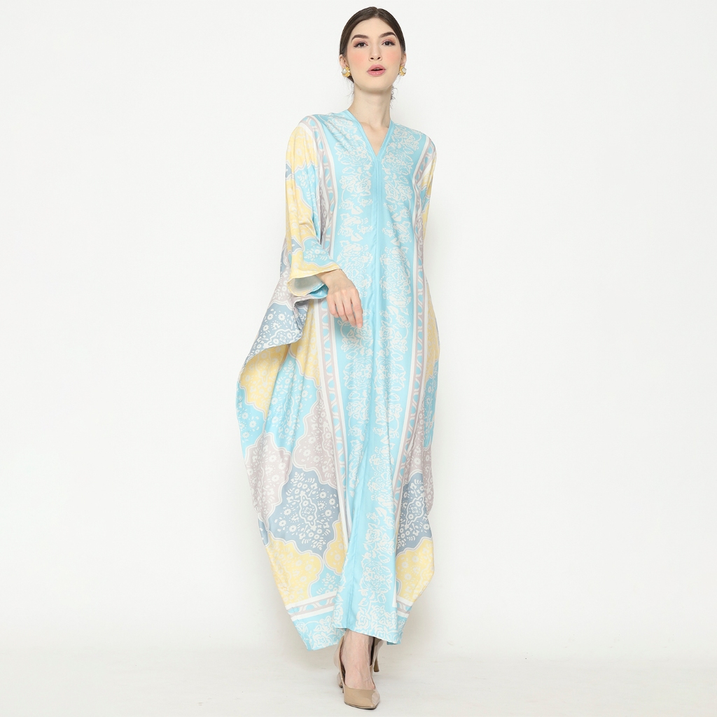 Kanzi Collection Exclusive Blue Geometric Long Kaftan