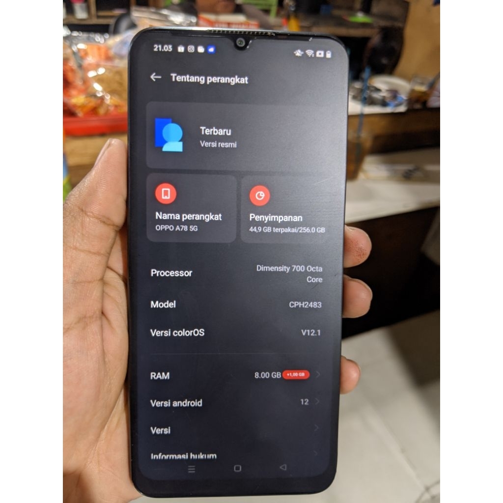 OPPO A78 5G RAM 8/256 KELENGKAPAN HP CHARGER LIKE NEW