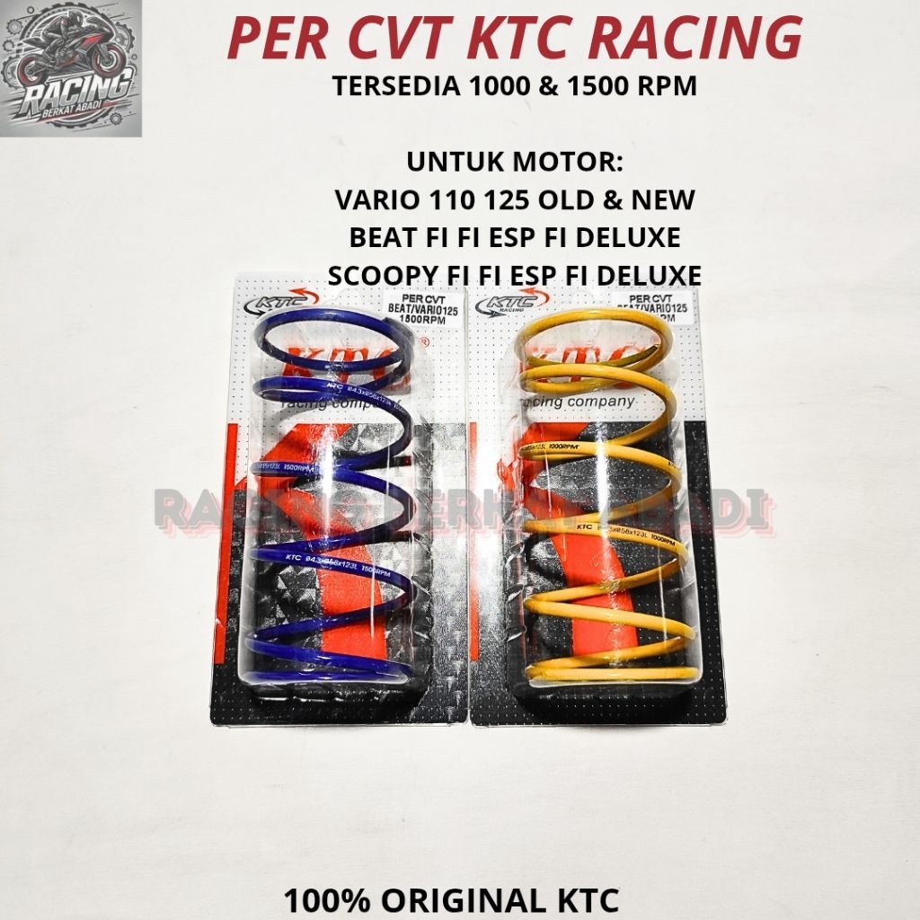 PERCVT PER CVT KTC 1000 RPM & 1500 RPM UNTUK MOTOR VARIO 110 FI, VARIO 125 OLD NEW, BEAT FI ESP DELU