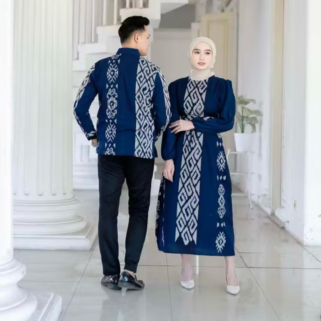 Gamis Couple Torja Navy Luxe Wear Couple dress dan kemeja