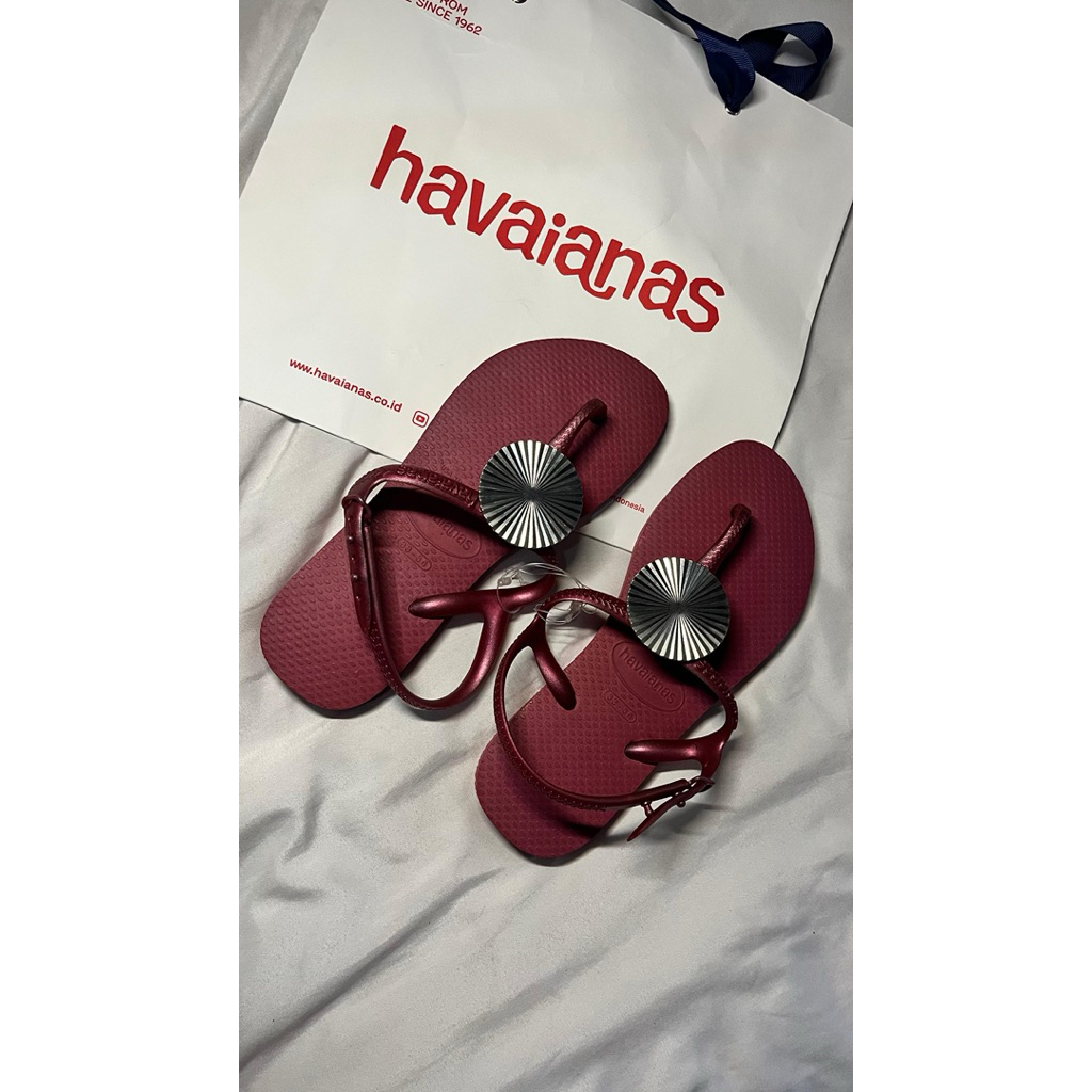 havaianas twist metal sandals - pau brasil size 33-34