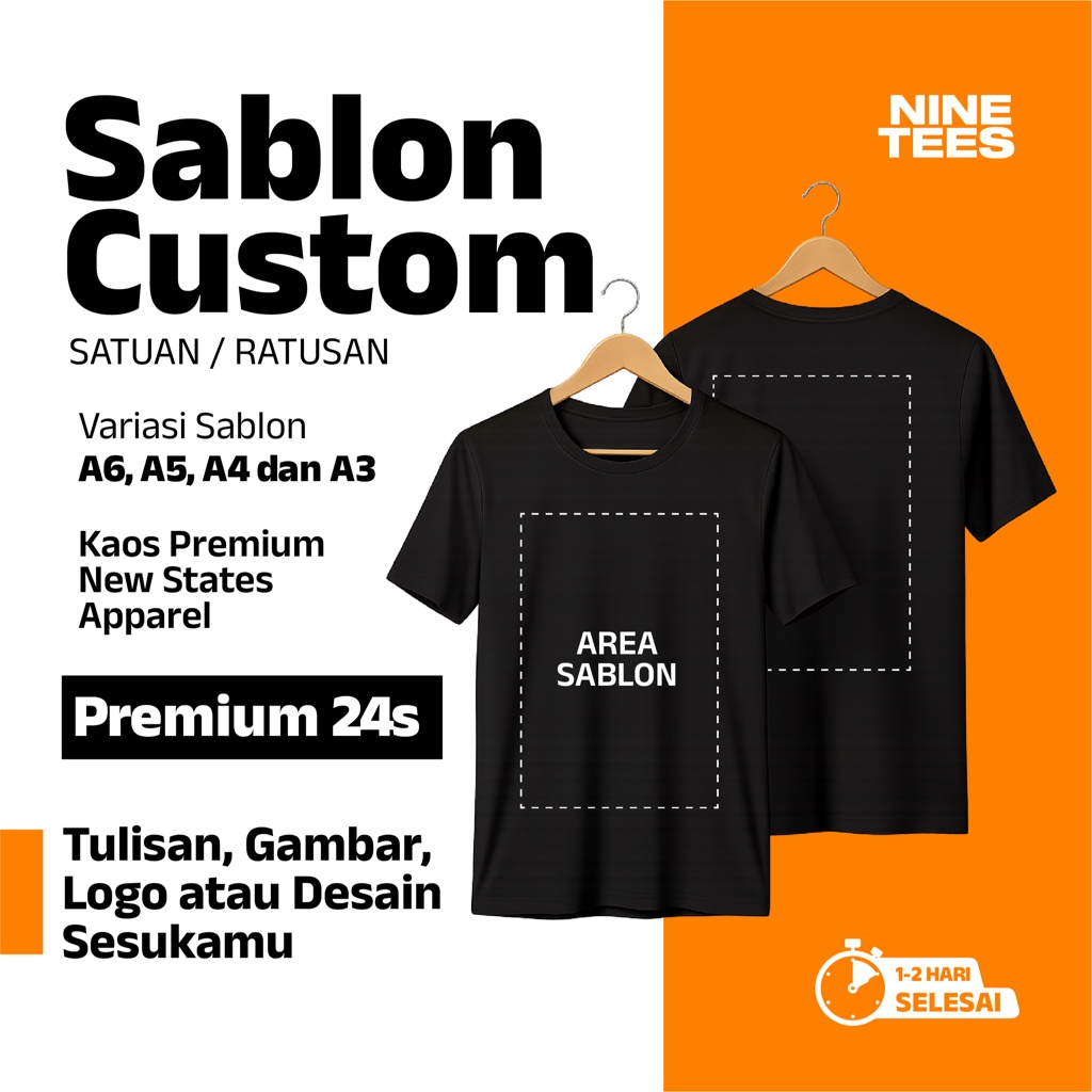 Sablon Kaos Satuan Custom DTF Kaos Katun Import NSA Premium / Cotton Combed 24s