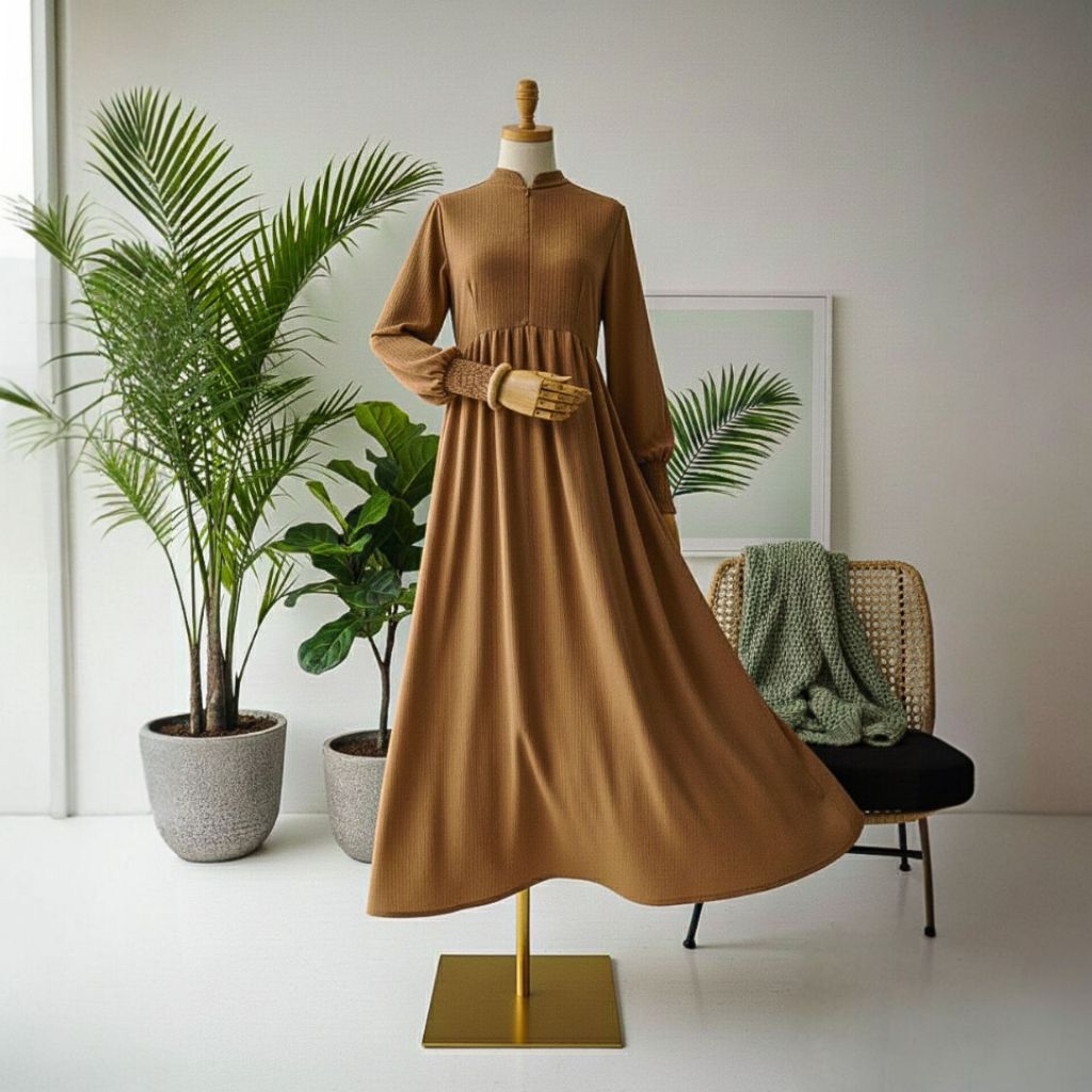 Gamis Crinkle Airflow Lengan Balon