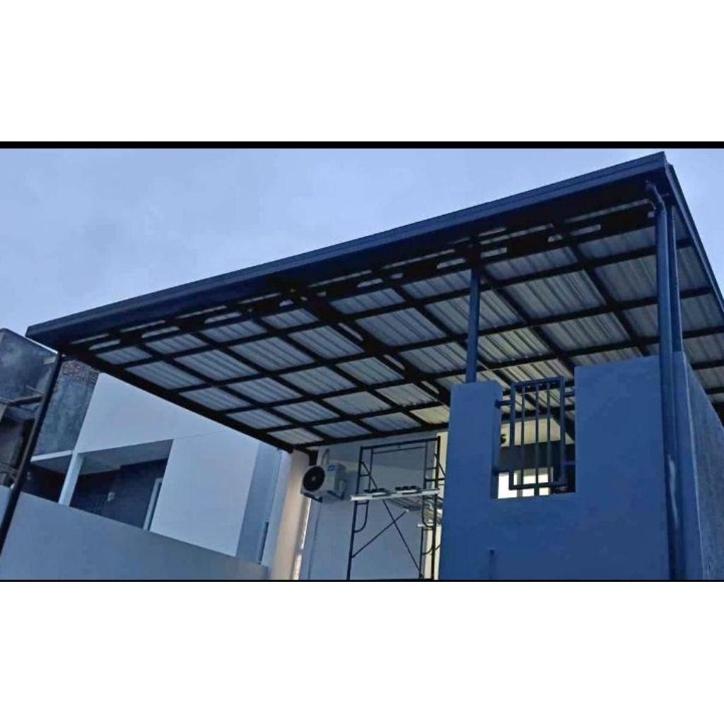 kanopi Atap galvalum rangka hollow galvanis