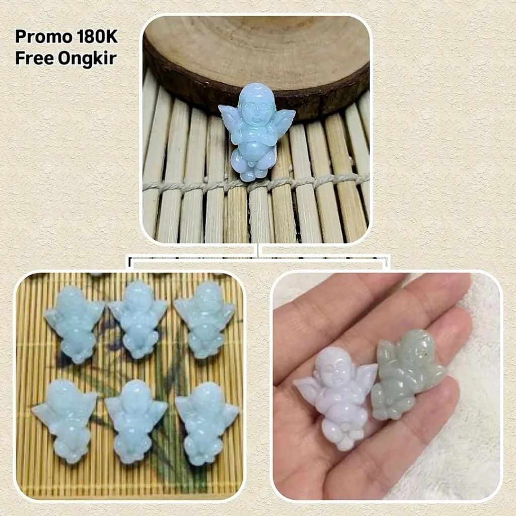 Liontin Giok  Burma Ukir Cupid